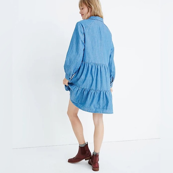Madewell tiered denim shirtdress - Picture 6 of 9